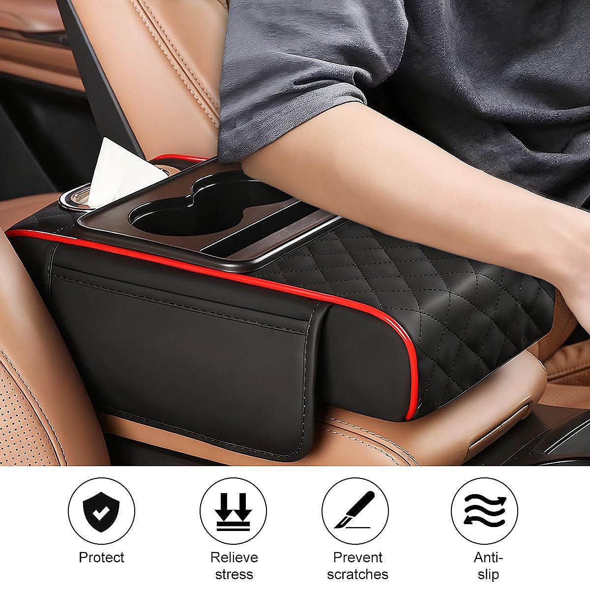 5 in 1 Multifunctional Leather Center Console Cover